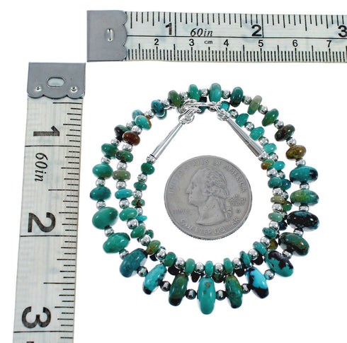 Native American Turquoise Sterling Silver Bead Necklace AX128203